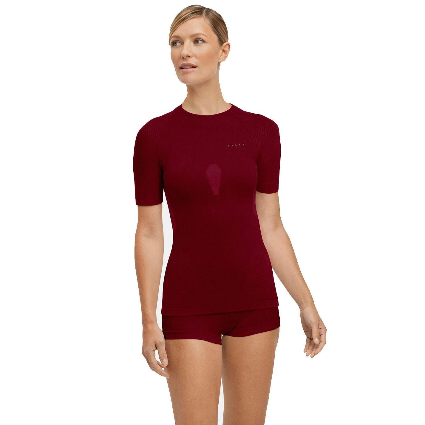 Falke Womens Warm Thermal Base Layer Shirt Red UK 6 Euro XS