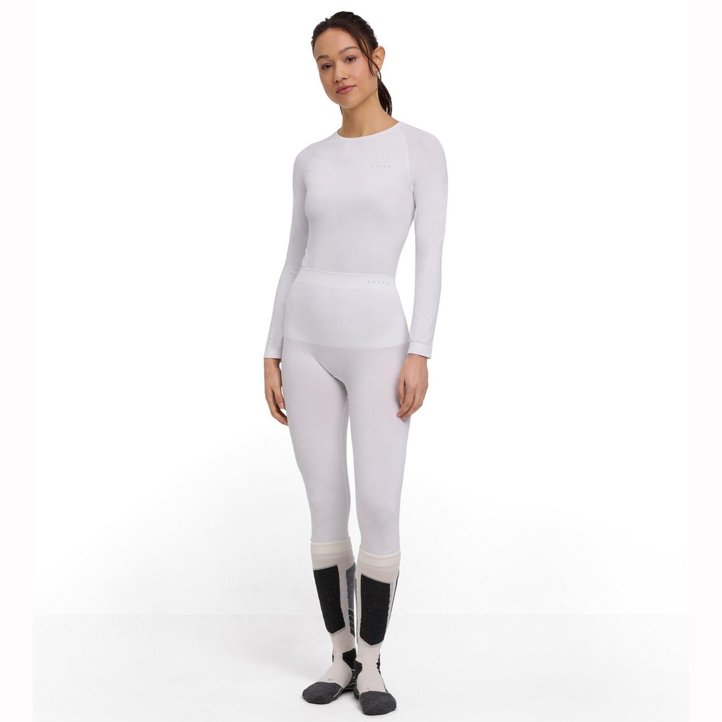Falke Womens Warm Thermal 3/4 Compression Tights White UK 6 Euro XS