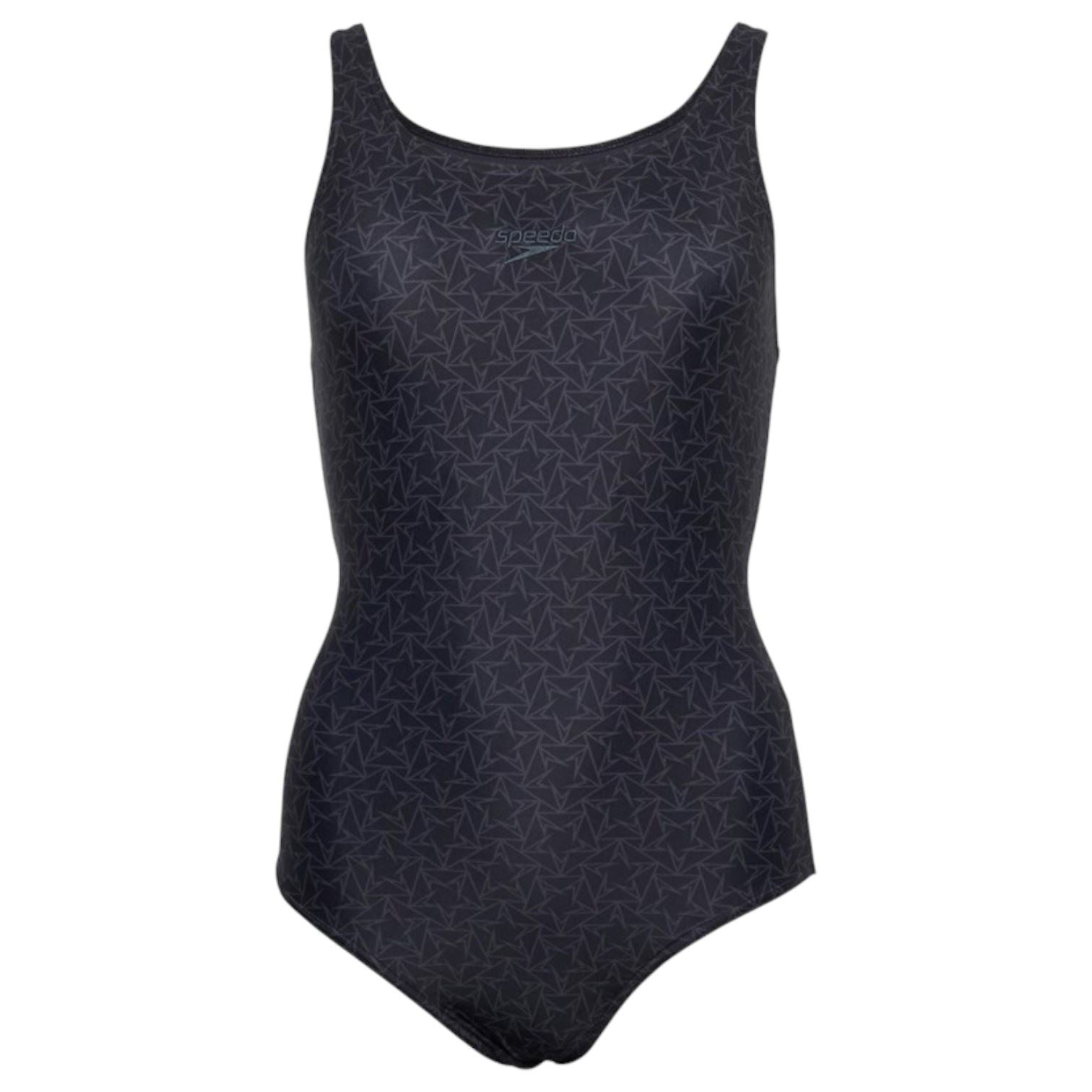 Speedo Womens Boom Star Allover Muscleback Swimsuit Black/Grey