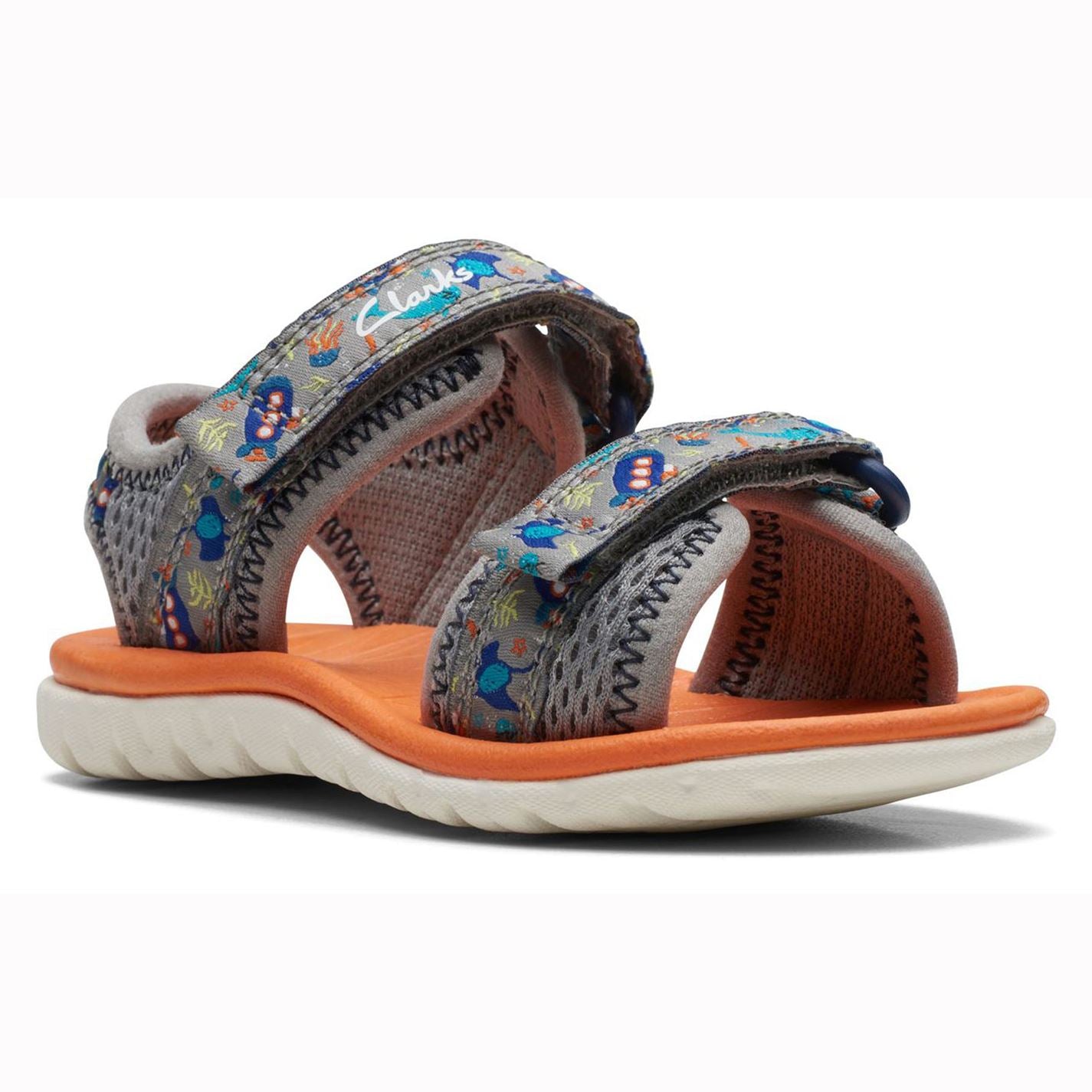 Clarks Infant Boys Surfing Tide T Sandals Grey UK 4 EU 20 Fit G