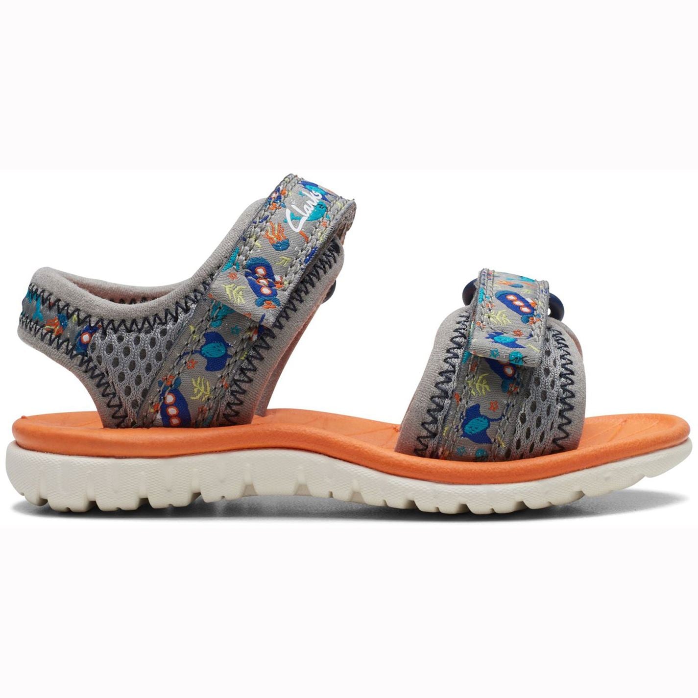 Clarks Infant Boys Surfing Tide T Sandals Grey UK 4 EU 20 Fit G
