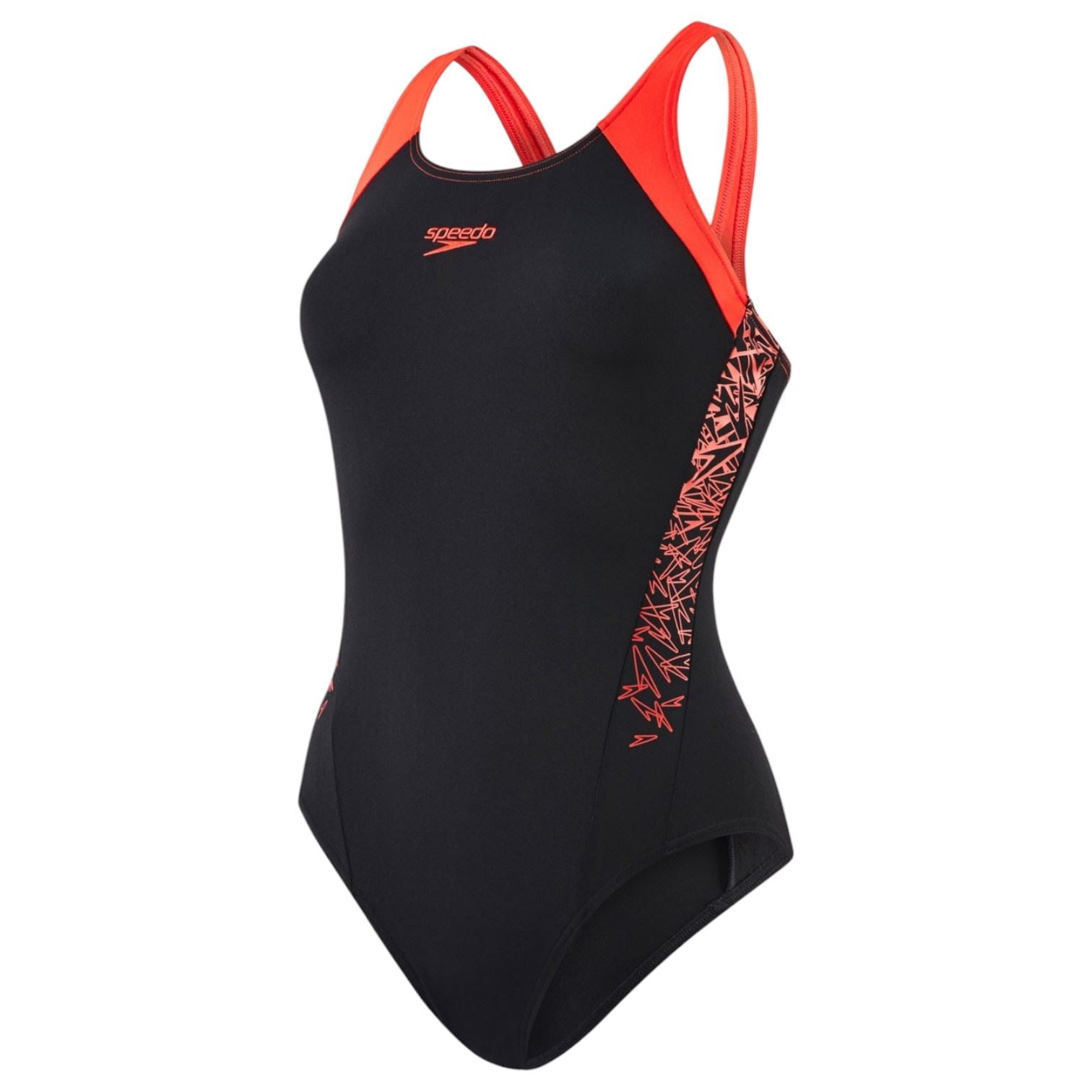 Speedo Womens Boom Splice Muscleback Swimsuit Black/Red