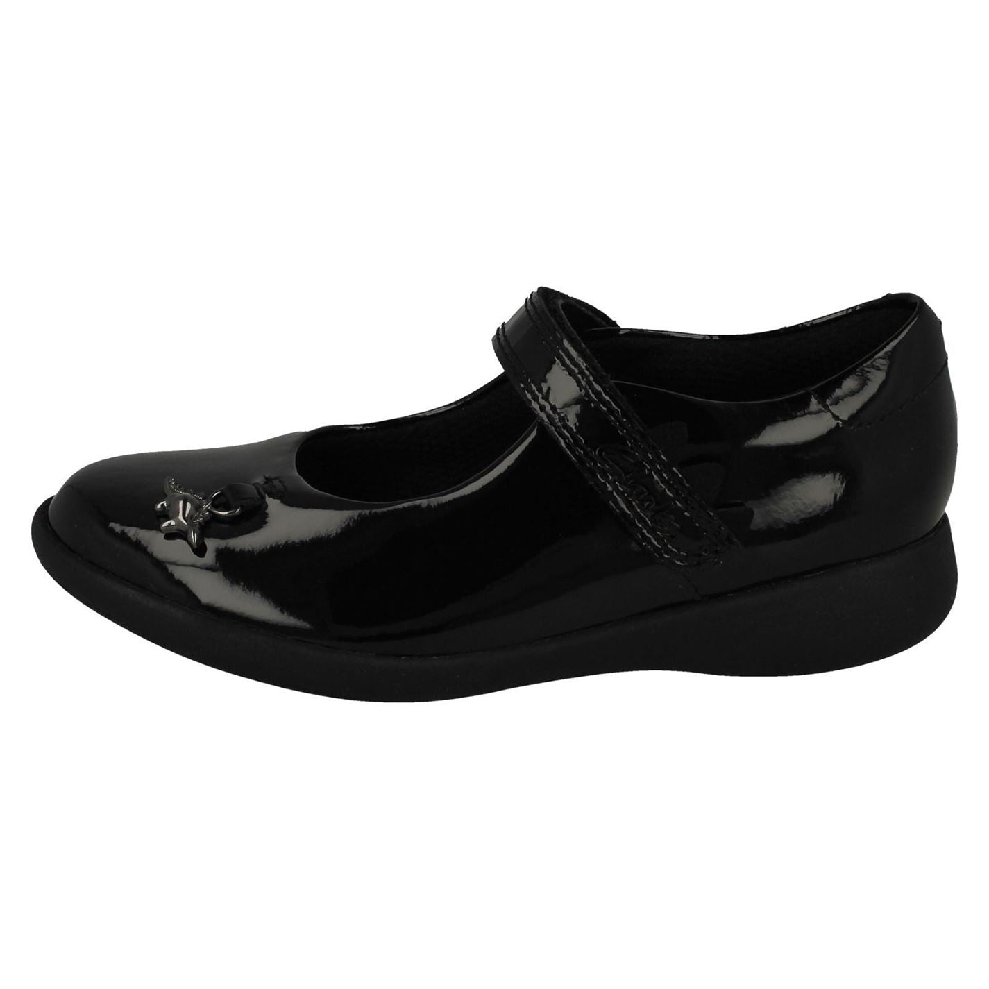Clarks Infant Girls Etch Fun K School Shoes Black UK 9 EU 27 Fit F