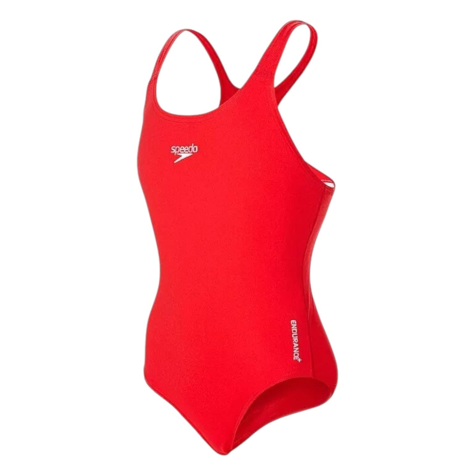 Speedo Girls Junior Essential Endurance+ Medalist Swimsuit Red