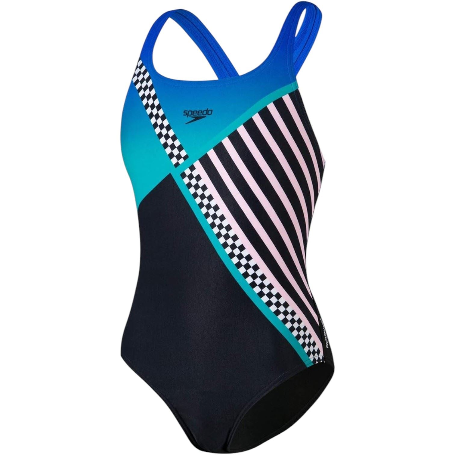 Speedo Girls Digital Placement Medalist Swimsuit Black/White/Blue