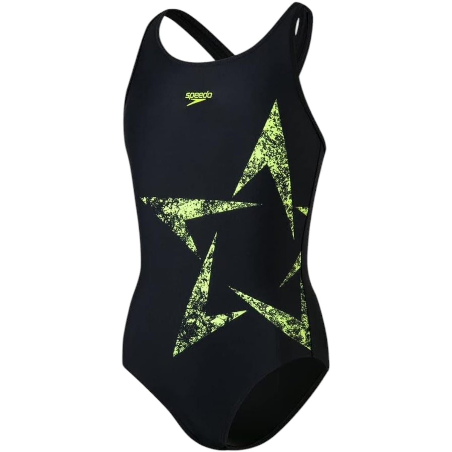 Speedo Girls Boomstar Placement Flyback Swimsuit Black/Yellow