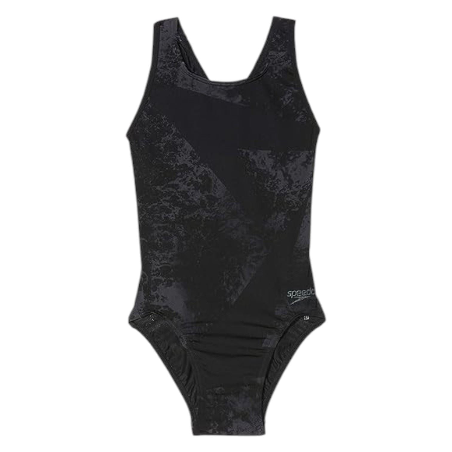 Speedo Womens Boomstar Placement Flyback Swimsuit Black/Grey